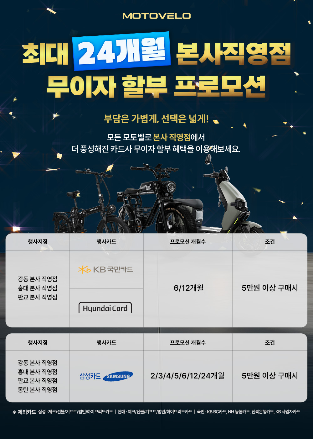 모토벨로 직영점 무이자 할부안내